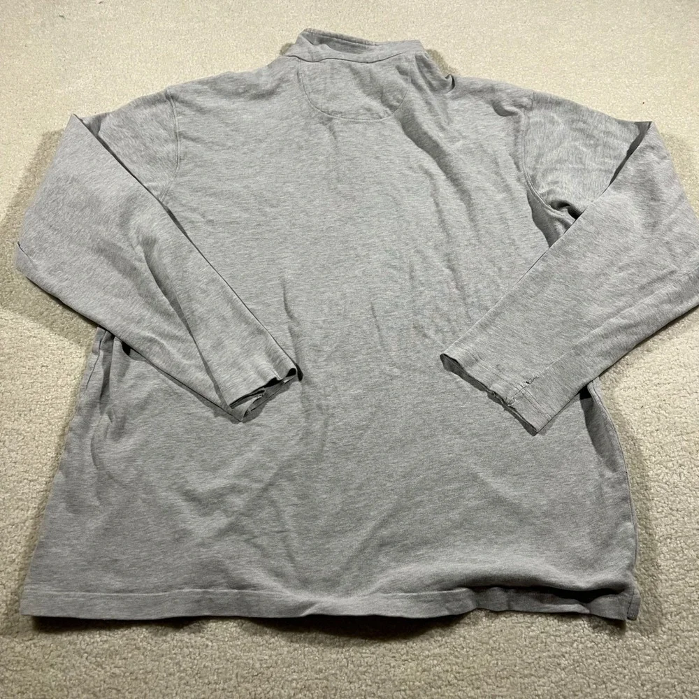 Chaps Quarter Zip Pullover Mens Large Gray Cotton Long Sleeve Crest Logo Sweater